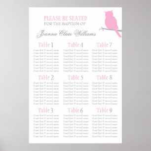 Owl roze grijze gebeurteniszitplaats plan 1-9 poster