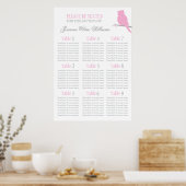Owl roze grijze gebeurteniszitplaats plan 1-9 poster (Keuken)
