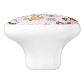 Owl roze keramische knop (Zijkant)