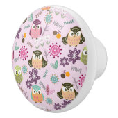 Owl roze keramische knop (Rechts)