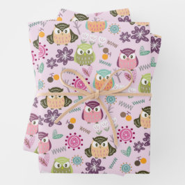 Owl roze omvulpapier inpakpapier vel
