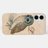 OWL, Roze, Sepia Monogram Case-Mate iPhone Case (Achterkant (horizontaal))