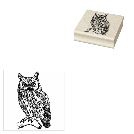 Owl Rubber Stamp Rubberstempel (Gestempeld)