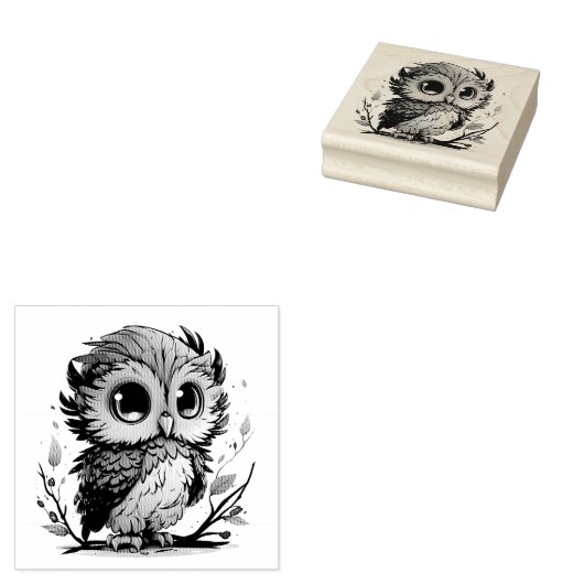Owl Rubber Stamp Rubberstempel (Gestempeld)