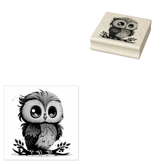 Owl Rubber Stamp Rubberstempel (Gestempeld)