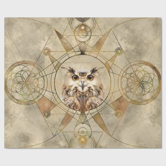 Owl Sacred Geometry Digital Art Cadeaupapier (Vlak)