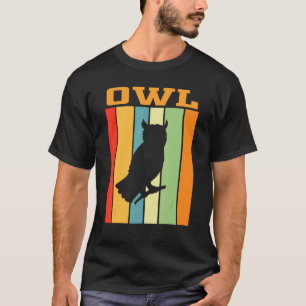 Owl Schaduw Silhouette in Retro kleuren T-shirt