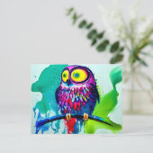 Owl schilderen briefkaart (Staand voorkant)