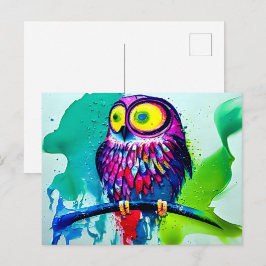 Owl schilderen briefkaart (Voorkant / Achterkant)