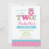 Owl Second Birthday Party Invitations Kaart (Voorkant)