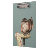 Owl Sibling Bird Waterverf | Jouw namen toevoegen Klembord (Links)