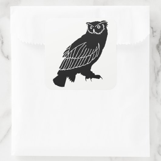 Owl Silhouette Vierkante Sticker (Tas)