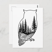 Owl Silhouette with Forest Scene Briefkaart (Voorkant / Achterkant)