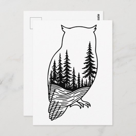 Owl Silhouette with Forest Scene Briefkaart (Voorkant / Achterkant)