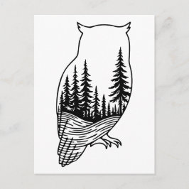 Owl Silhouette with Forest Scene Briefkaart