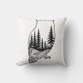 Owl Silhouette with Forest Scene Kussen