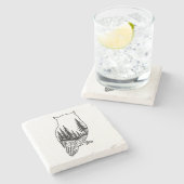 Owl Silhouette with Forest Scene Stenen Onderzetter (Zijkant)