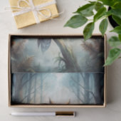 Owl Sitting on a Large Branch in the Misty Forest Tissuepapier (Geschenk)