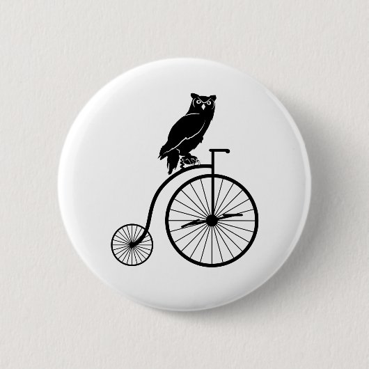 Owl Sitting op bike Ronde Button 5,7 Cm (Voorkant)