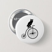 Owl Sitting op bike Ronde Button 5,7 Cm (Voorkant /achterkant)