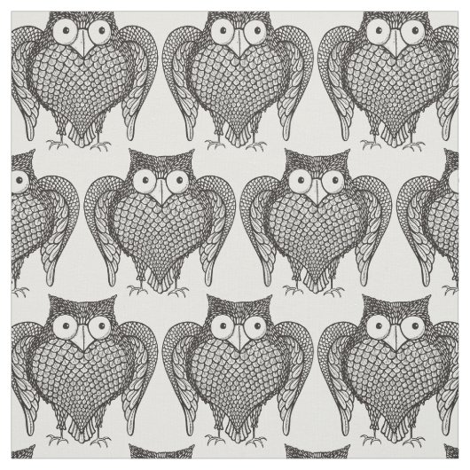Owl Sketch Cartoon Pattern Stof (Swatch)