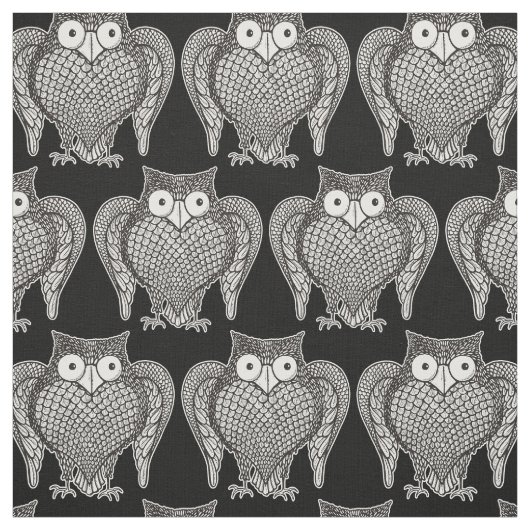 Owl Sketch Cartoon Pattern Stof (Swatch)