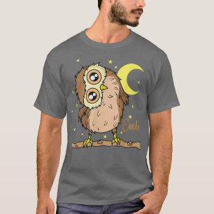 Owl Slaap Type nacht actieve maan met sterren T-shirt