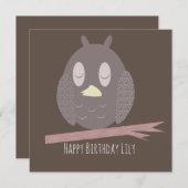 Owl Slapen Happy Birthday Name Kaart (Voorkant / Achterkant)