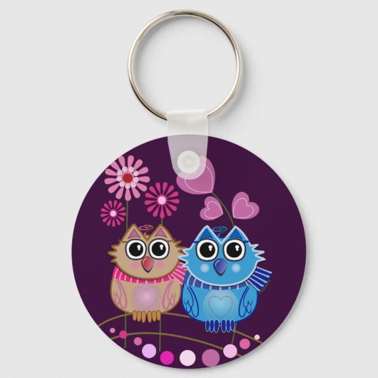Owl sleutelhanger met Owl koppel in Love (Voorkant)