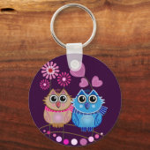 Owl sleutelhanger met Owl koppel in Love (Voorkant)