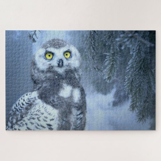 Owl Snow Owl Owl Bird Winter Forest Legpuzzel (Horizontaal)