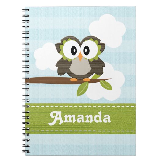 Owl spiral notebook Journal Blue Notitieboek (Voorkant)