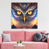 Owl Spirit Animal Neon Wisdom Deep Connection Canvas Afdruk (Insitu (Woonkamer))