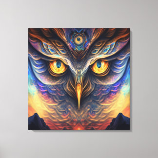 Owl Spirit Animal Neon Wisdom Deep Connection Canvas Afdruk