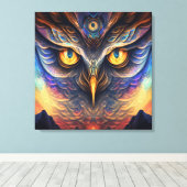 Owl Spirit Animal Neon Wisdom Deep Connection Canvas Afdruk (Insitu (Houten vloer))