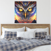 Owl Spirit Animal Neon Wisdom Deep Connection Canvas Afdruk (Insitu (Slaapkamer))