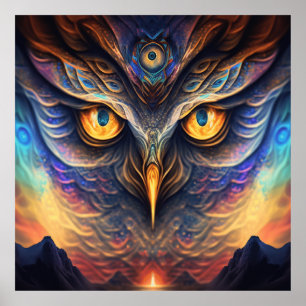 Owl Spirit Animal Neon Wisdom Deep Connection Poster