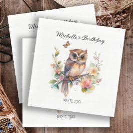 Owl Spring Flowers Butterflies Happy Birthday Name Servet