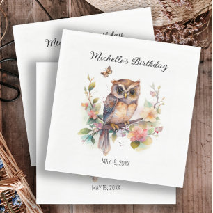 Owl Spring Flowers Butterflies Happy Birthday Name Servet