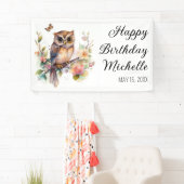 Owl Spring Flowers Butterflies Happy Birthday Name Spandoek (Insitu)