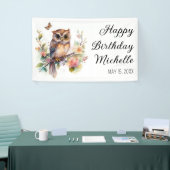 Owl Spring Flowers Butterflies Happy Birthday Name Spandoek (Beurs)