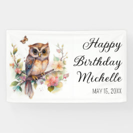 Owl Spring Flowers Butterflies Happy Birthday Name Spandoek