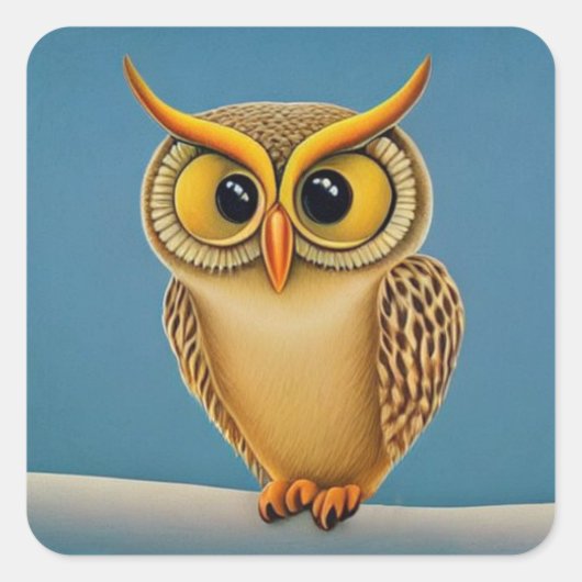Owl Square Sticker (Voorkant)