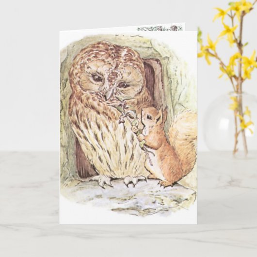 Owl & Squirrel III Greeting Card Kaart (Gele Bloem)
