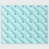 Owl Stack - Turquoise Blue Cadeaupapier (Vlak)