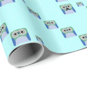 Owl Stack - Turquoise Blue Cadeaupapier (Rol Hoek)