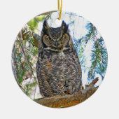 Owl Stare Keramisch Ornament (Voorkant)