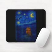 Owl Starry Cute Night Van Gogh Owl Bird Lovers Wom Muismat (Met muis)