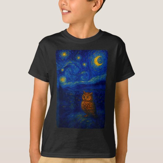 Owl Starry Cute Night Van Gogh Owl Bird Lovers Wom T-shirt (Voorkant)