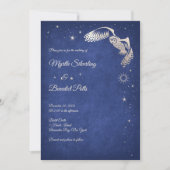 Owl Stars Wizard Blue Magic Wedding Kaart (Voorkant)
